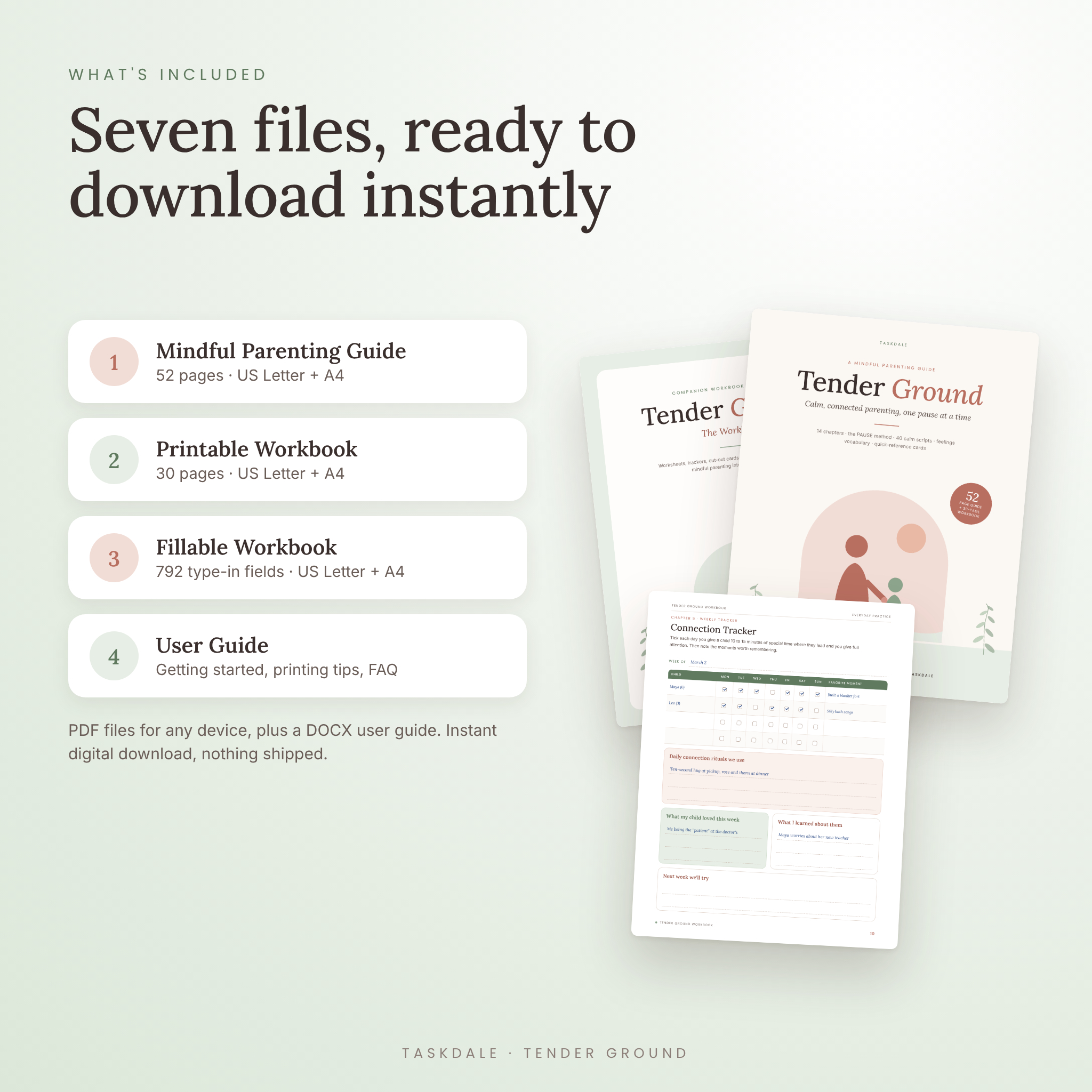 What is included: guide, printable workbook, fillable workbook and user guide