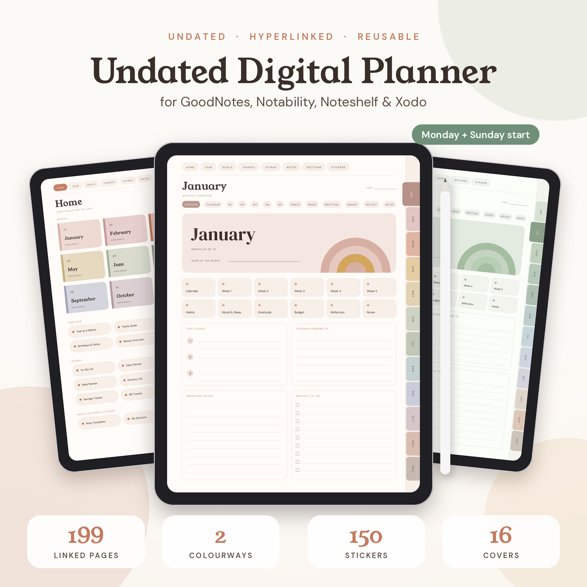 Terra Undated Digital Planner for GoodNotes and Notability