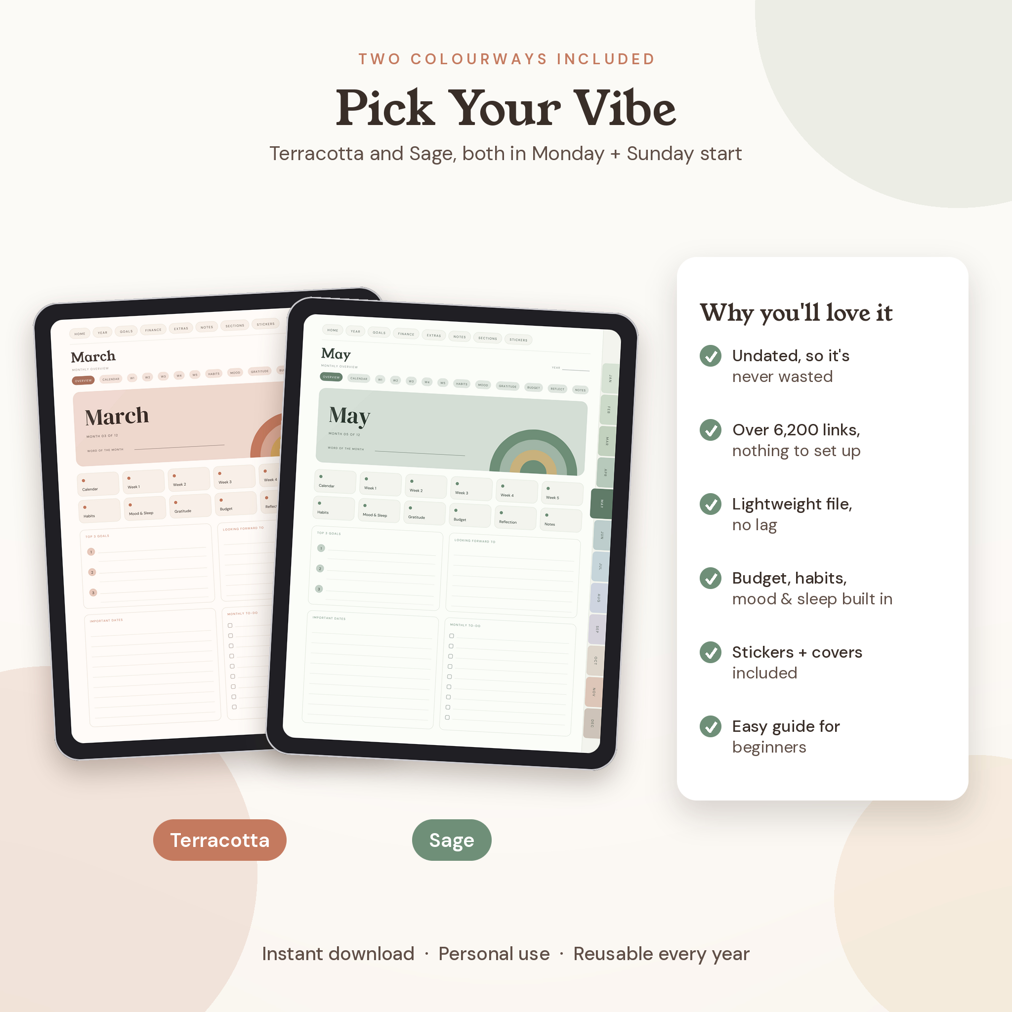 Terra Undated Digital Planner for GoodNotes and Notability - preview 8