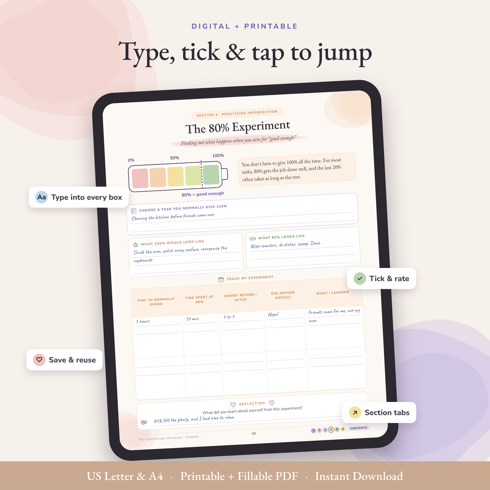 The Good Enough Workbook: Perfectionism Workbook for Teens & Adults, 57-Page Printable & Fillable CBT Worksheets PDF - Image 5