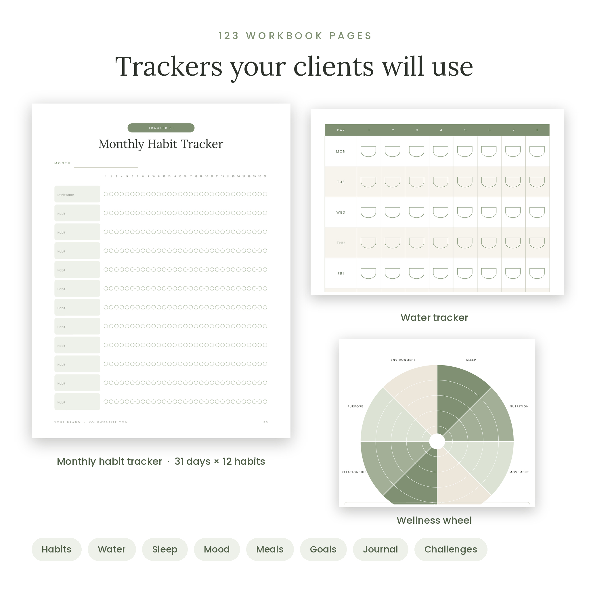 Workbook habit tracker and water tracker templates