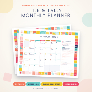 Tile & Tally printable monthly planner 2027 by Taskdale - image 1