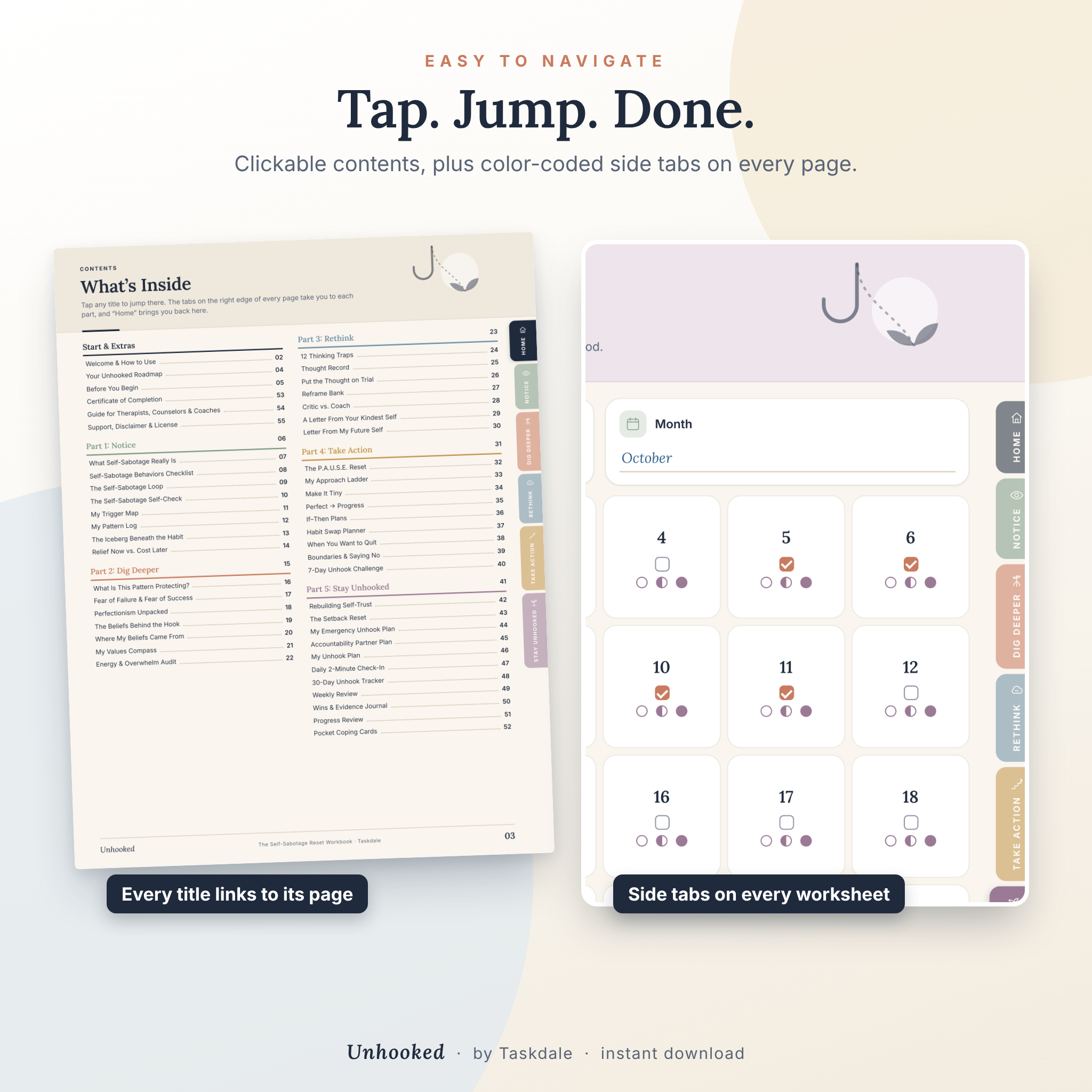 Unhooked self-sabotage workbook by Taskdale
