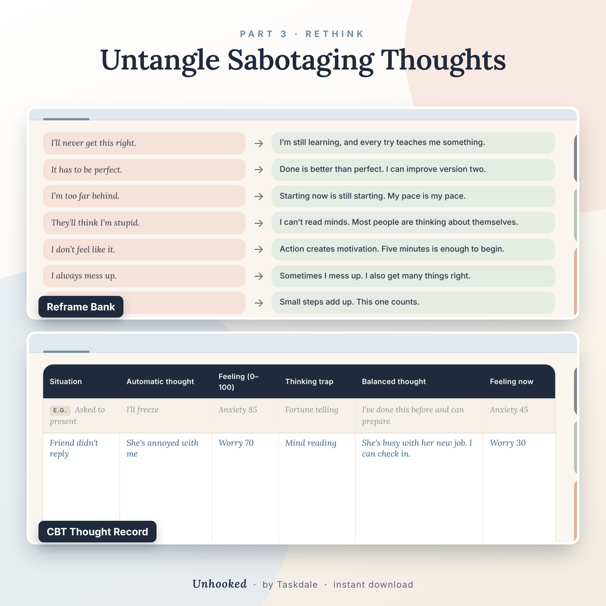 Unhooked self-sabotage workbook by Taskdale