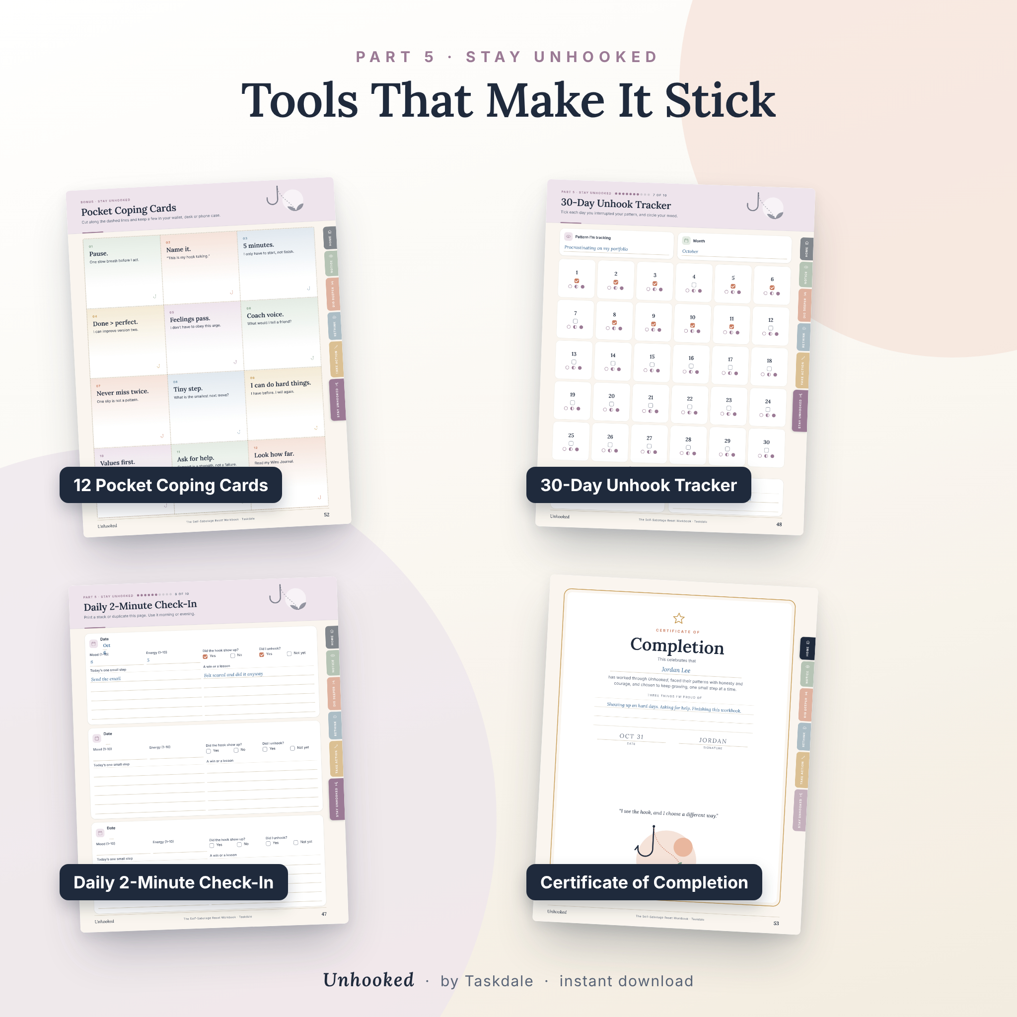Unhooked self-sabotage workbook by Taskdale