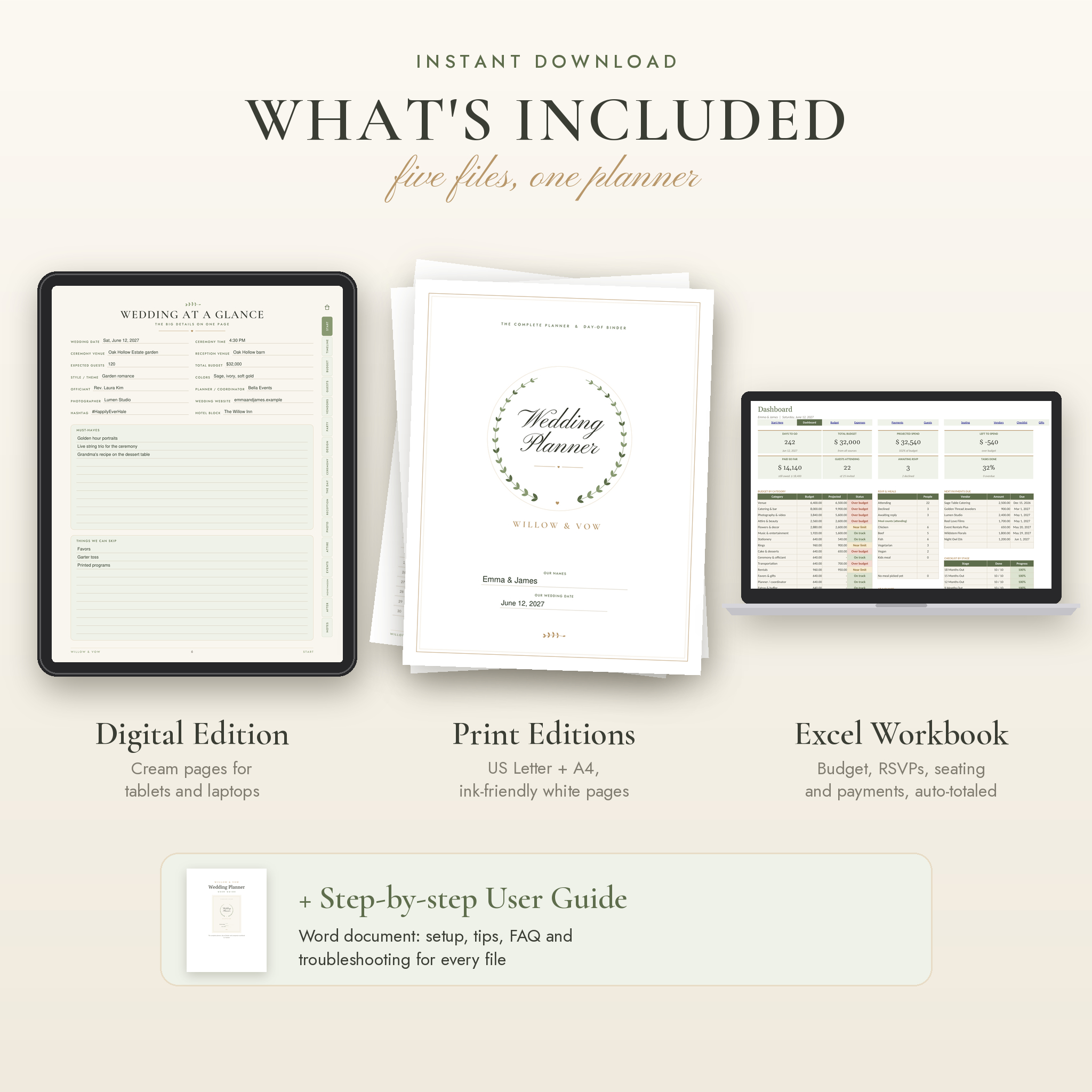 What's included: digital edition, US Letter and A4 print editions, Excel workbook and user guide