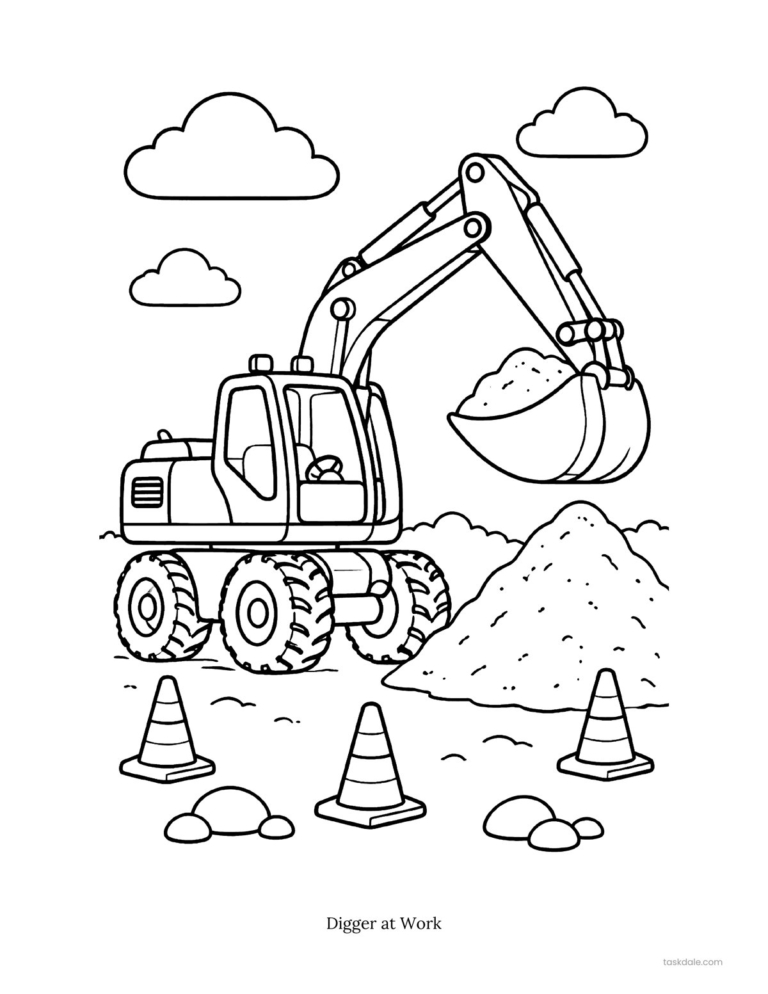 Free printable coloring page: Digger at Work