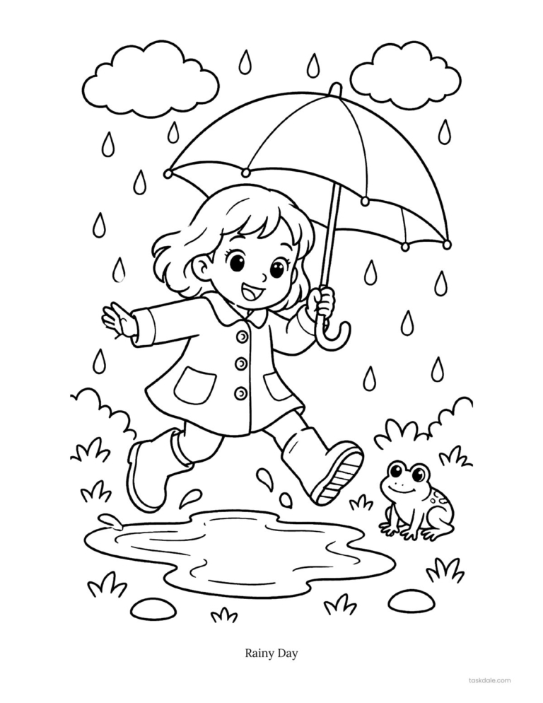 Free printable coloring page: Rainy Day